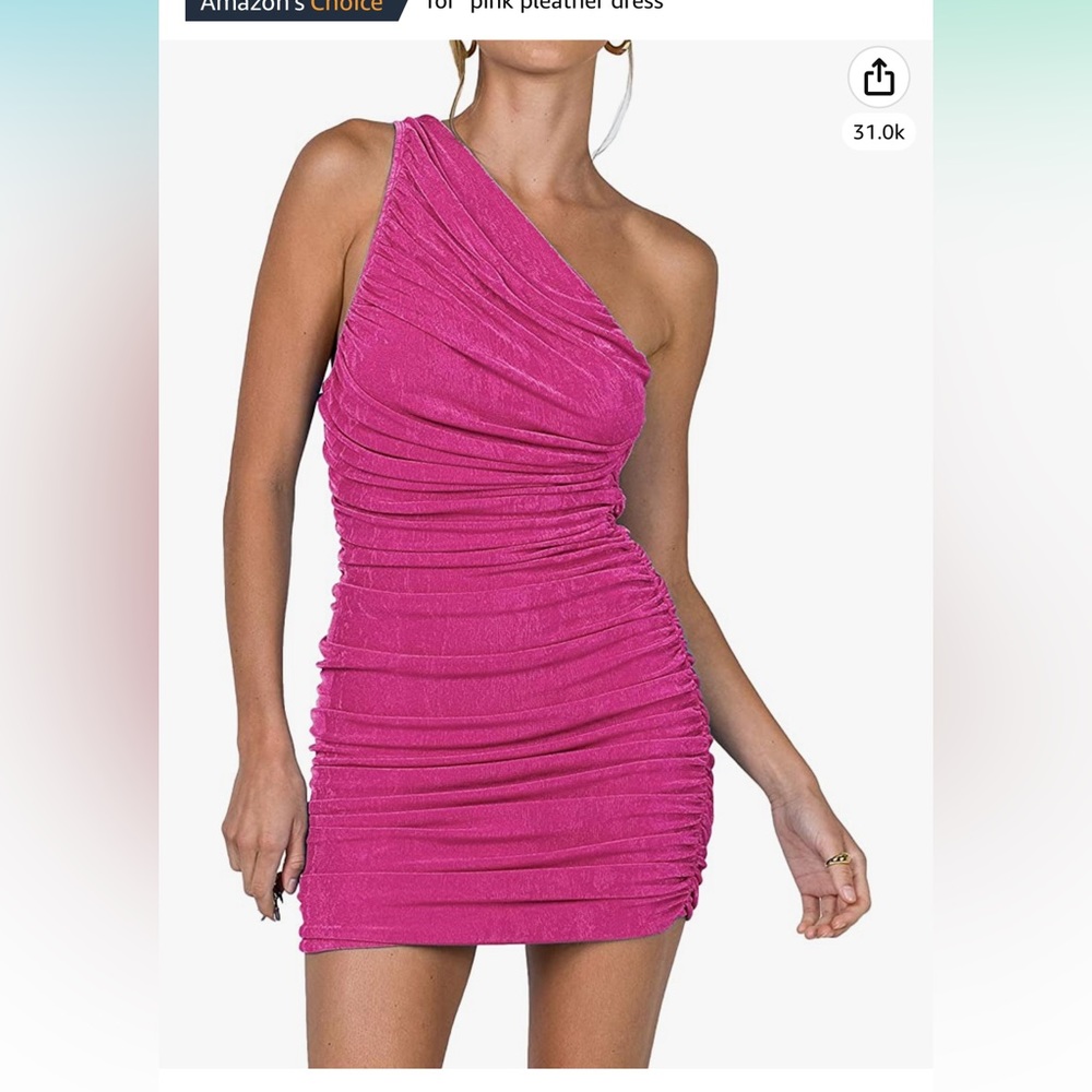 Hot pink one shoulder bodycon dress